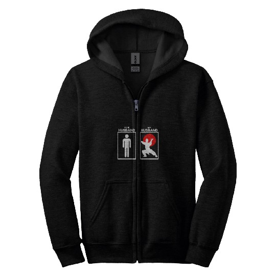 Womens My Husband Joke Shaolin Kung Fu Exercises Wing Chun Training Zip Hoodies