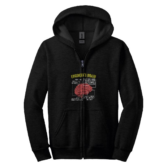 Engineer Brain IT Computer Data Technique Work Interest Fun Zip Hoodies