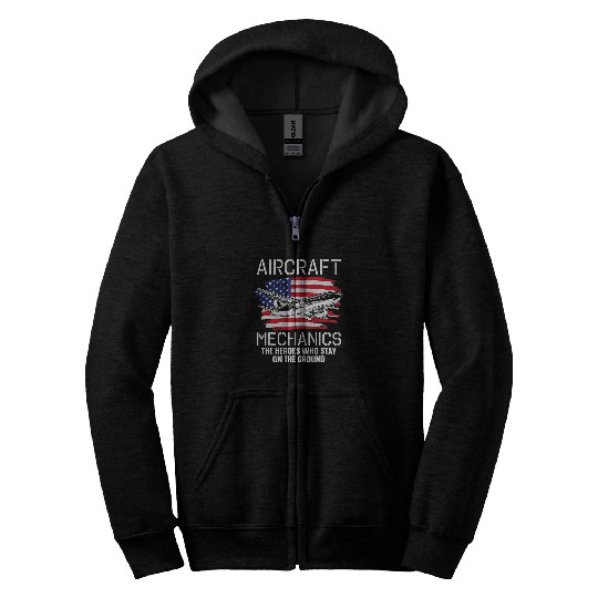 Engineer Us Flag Technician Aircraft Mechanic Zip Hoodies