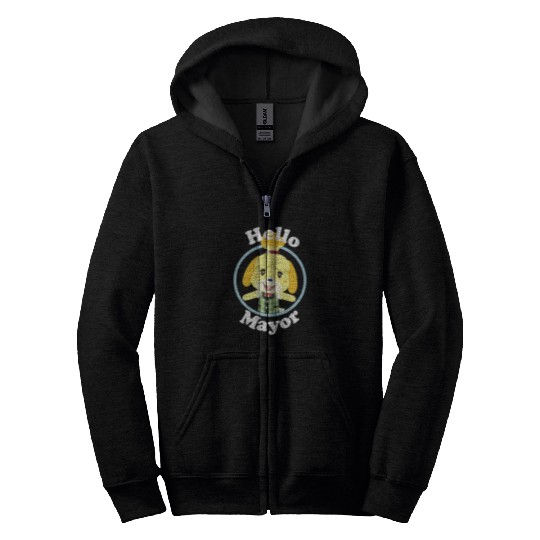 Animal Crossing Isabelle Hello Mayor Portrait Zip Hoodies