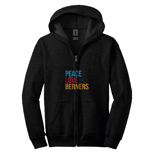 Bernese Mountain Peace Love Berner Zip Hoodies