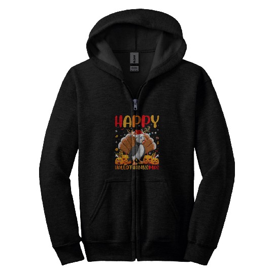 Funny Puffin Bird Lover Happy Puffin HelloThanksMas Zip Hoodies