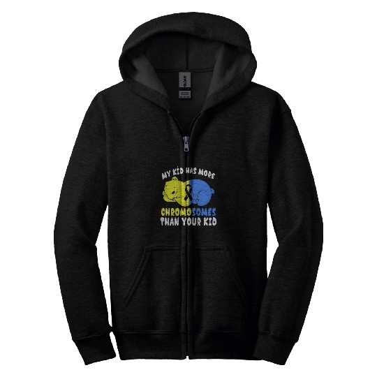 Blue Yellow Ribbon Animal Cute Bear Down Syndromes Awareness Zip Hoodies