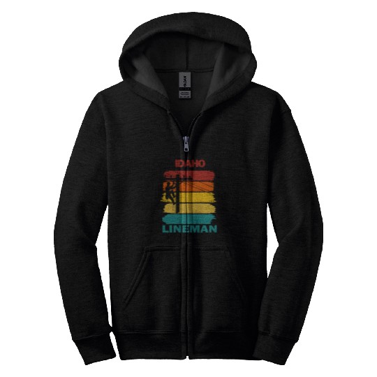 Electrical Idaho Lineman Sunset Electrician Zip Hoodies
