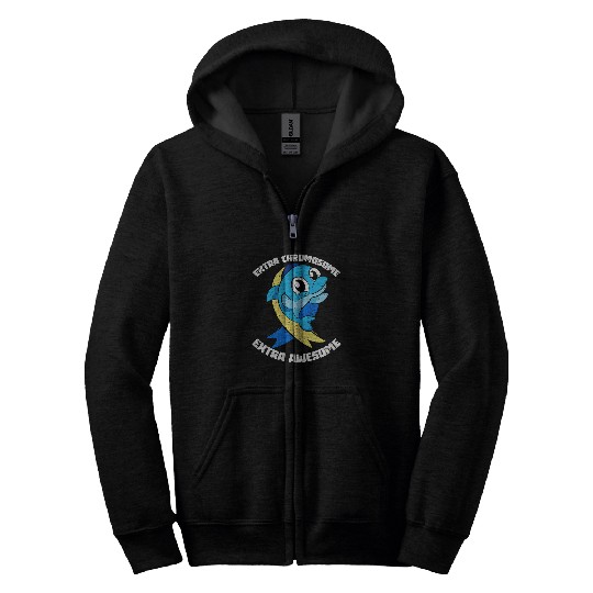 Extra Chromosome Extra Awesome Dolphin Down Syndromes Zip Hoodies