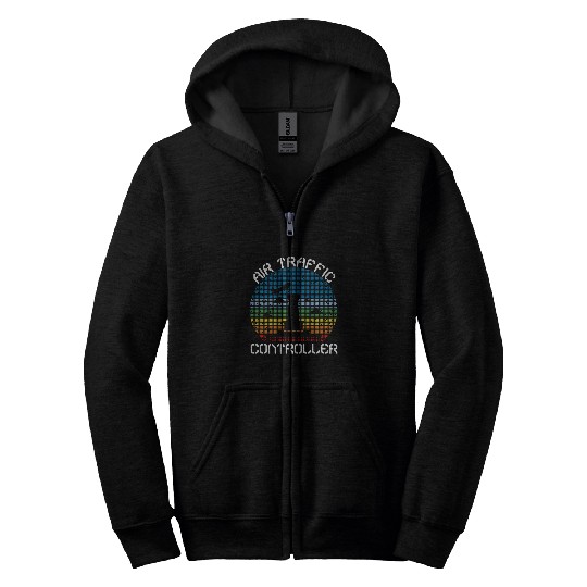 Air Traffic Controller Square Dot Retro vintages Flight Tower Zip Hoodies