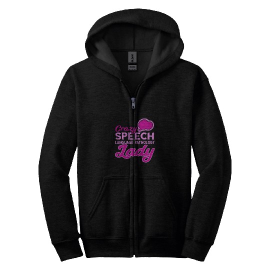 Womens crazys SLP Lady Speech Therapist Speech Language Pathologist Zip Hoodies