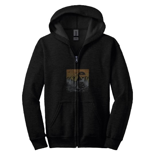 Camping Mountain Range Tonal Poster Zip Hoodies