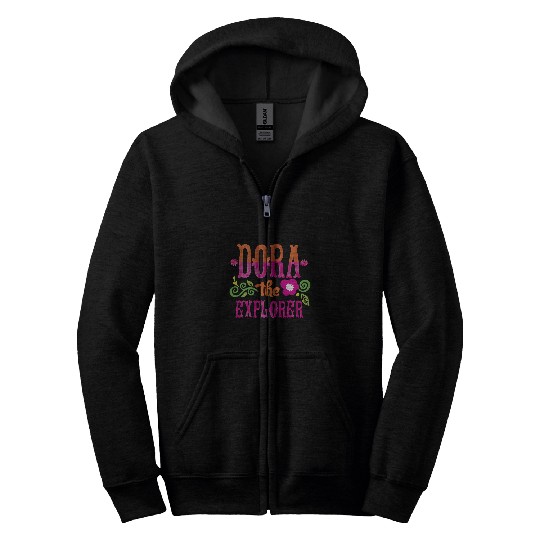 Dora the Explorer Flower Word Art Logo Zip Hoodies