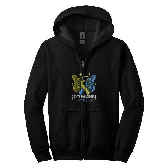 Down Syndromes Awareness Butterfly Down Syndromes Support Zip Hoodies