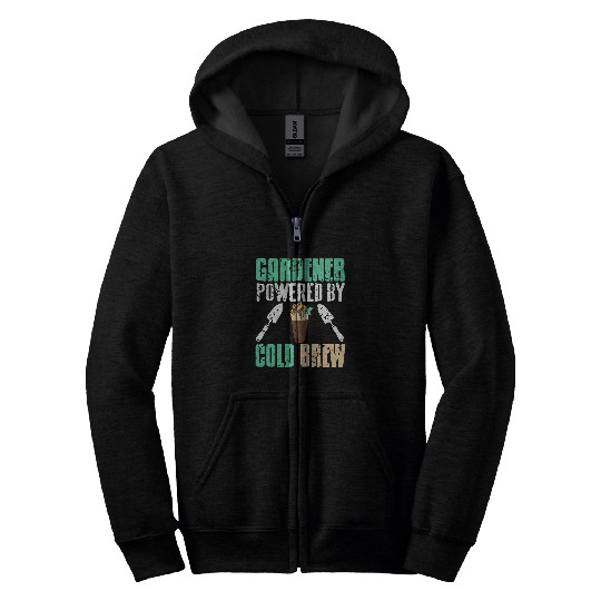 Gardener Powered By Cold Brew Cool vintages Present Gift Zip Hoodies