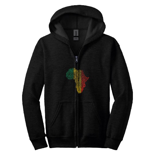 Pan African Flag Fingerprint Black History Month Proud Zip Hoodies