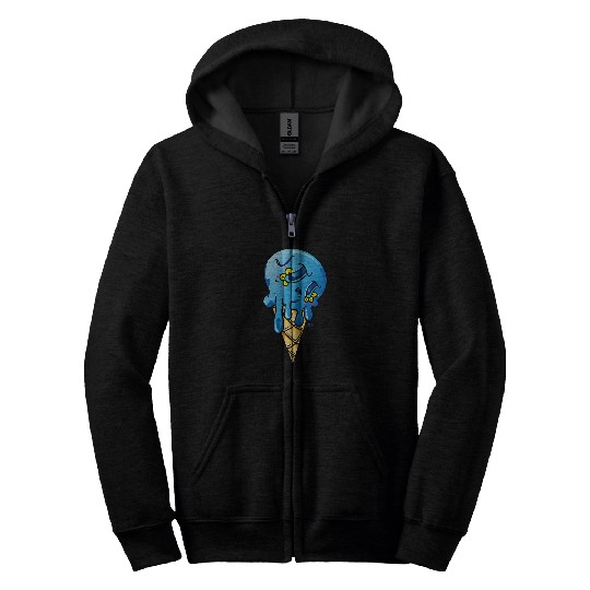 Blue Sugar skull ice cream Zip Hoodies