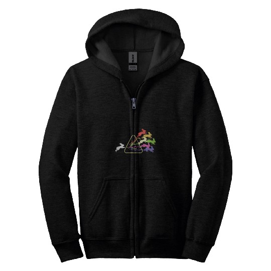 Rabbits Prism Rabbit Philosophy Rainbow Triangular Prism Science Zip Hoodies