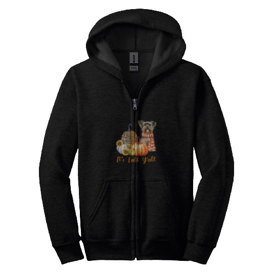 Its Fall Yall Yorkie Dog Leopard Pumpkin Fall Zip Hoodies