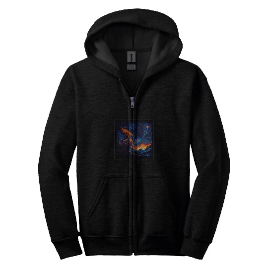 Surrealism Starry Night Phoenix Bird 1 Zip Hoodies