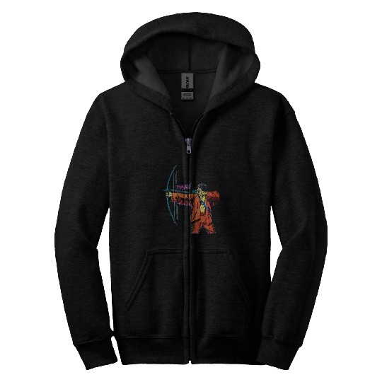 Cool American Indian Warrior With Arrow Old West Comic Zip Hoodies