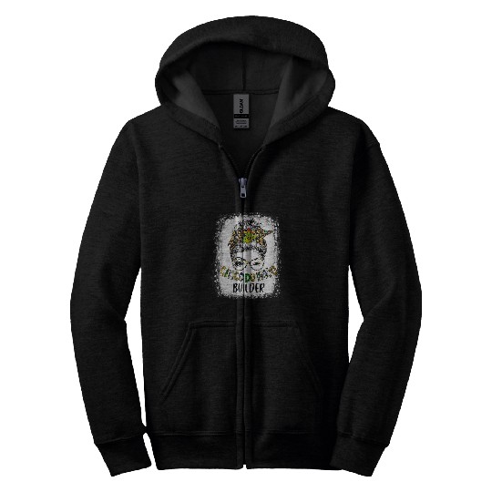 Bleached Cinco De Mayo Builder Messy Bun Zip Hoodies