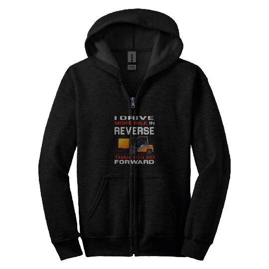 Forklift Operator Tug Driver Warehouse Shelving Design Zip Hoodies