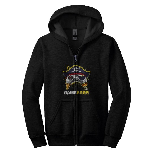 Skeletons Skulls Gamearrr Pirate Arrr Jolly Roger Video Game Skull Crossbones Skull Zip Hoodies