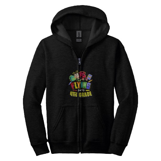 Flying Into 4th Grade Ladybug Back To School First Day Cute Zip Hoodies