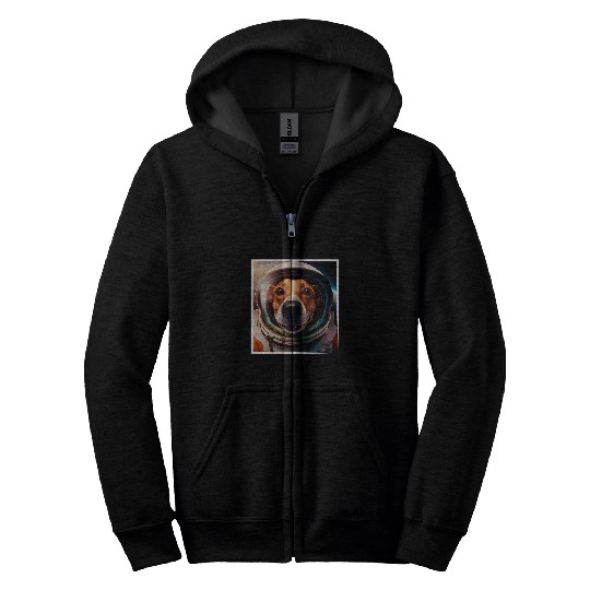 Dog Astronaut Space Space Space Pilot Selfie Zip Hoodies