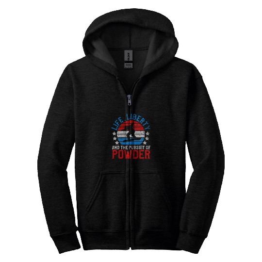 Skiing Ski American Snowboarding USA Snowboarder July 4th Snowboard Zip Hoodies