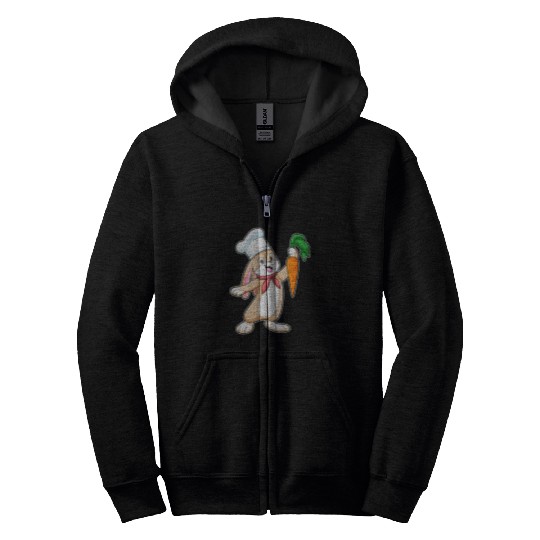 Rabbits Cook Chef hat Carrot Zip Hoodies