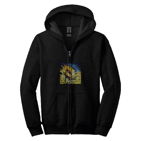 Sunflower Abstract Art Retro Sun Flower Zip Hoodies