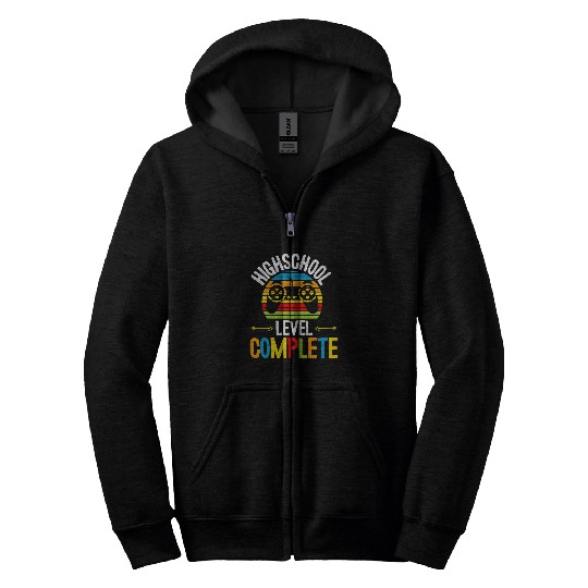 High School Level Complete Graduation Gamer Grad Student Zip Hoodies