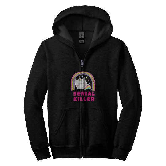 Sarcastic Retro Rainbow Funny Unicorns Serial Killer Zip Hoodies