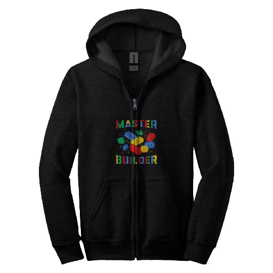 Brick Builder Blocks Funny Blocks Master Builder Kids Blocks 1 Zip Hoodies