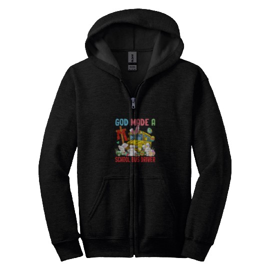 Proud Made A School Bus Driver Three Easter Bunnies Eggs Zip Hoodies