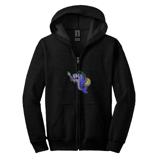 Dolphin Painter Paint brush Zip Hoodies