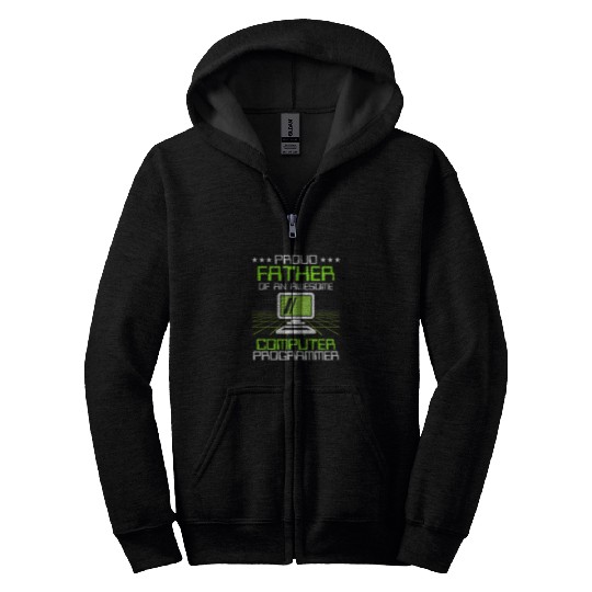 Proud Father Of Computer Programmer Programming Graphic Zip Hoodies