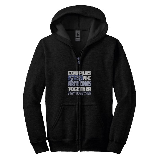 Programmer Couple Programming Software Engineer Coder Zip Hoodies