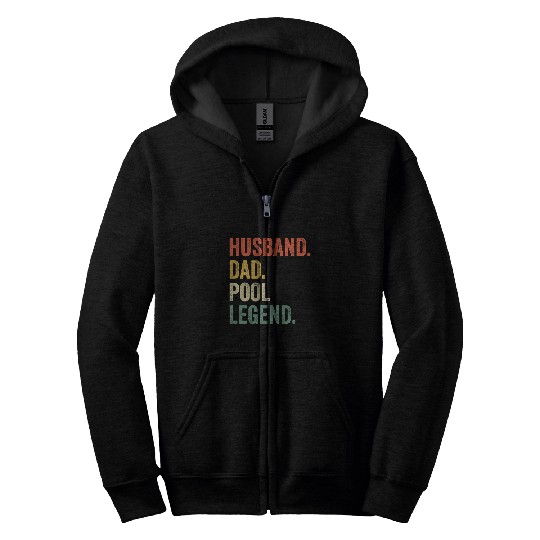 Mens Billiards Funny Husband Dad Pool Player Legend Vintage Zip Hoodies