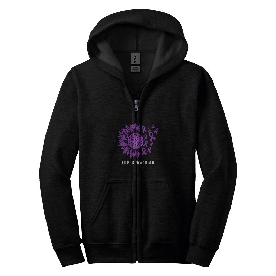 Lupus Warrior Sunflower with purple ribbons Zip Hoodies