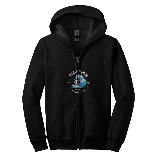 Surf Life New Jersey Blue Wave Surfing Team Surf Zip Hoodies