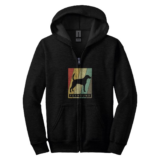 Foxhound Dog Retro Vintage Zip Hoodies
