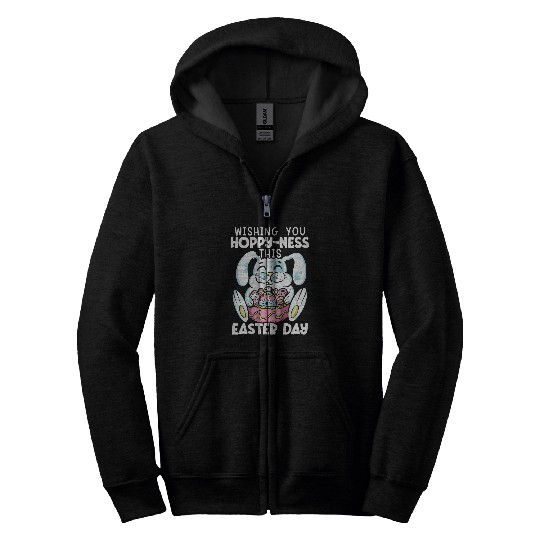 Rabbits Easter Bunny Egg Hunting Zip Hoodies