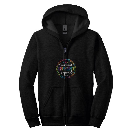 Exceptional Educator Squad SPED Teacher Autism Awareness Day Zip Hoodies