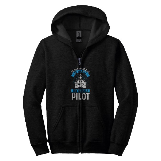 Mens Pilot Aircraft Flight Airplane Zip Hoodies