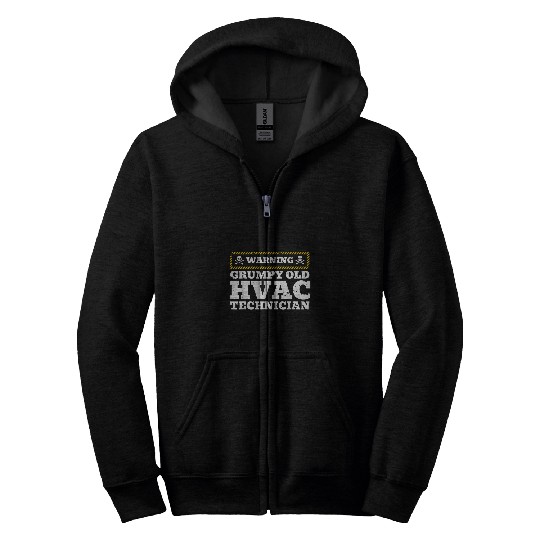 Warning Grumpy Old HVAC Technician 1 Zip Hoodies