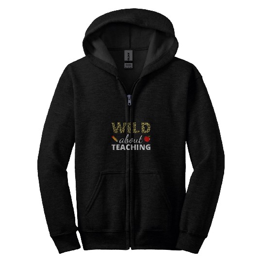 Wild About Teaching Apple Leopard Print School Teacher Zip Hoodies