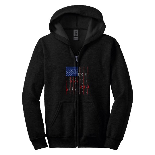American flag fishing funny gift Zip Hoodies