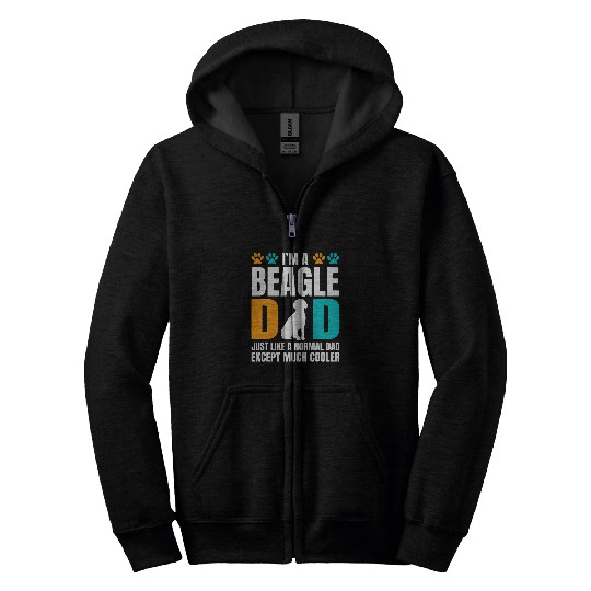 Beagle Dad Not Normal But Cooler Funny Dog Lover Zip Hoodies
