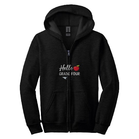 Hello Grade Four Back To School Teacher Student Zip Hoodies