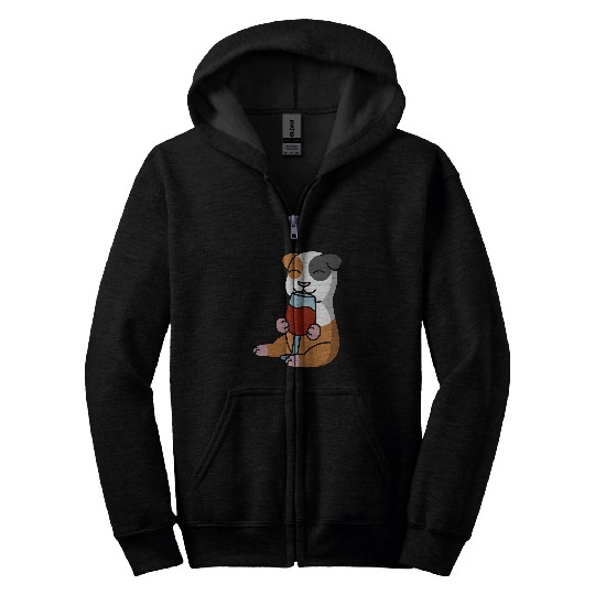 Guinea Pig Drinking Wines Pet Zip Hoodies