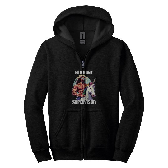 Egg Hunt Supervisor Easter Egg Hunting Party Funny Mom Dad Zip Hoodies